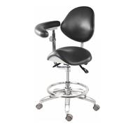 Sgabello a Sella, Sgabello Mobile per Dentisti - Sedia ergonomica per Dentisti e assistenti, in Pelle Microfibra di Alta qualità, Altezza Regolabile, Sgabello Medico Resistente ed Elegante