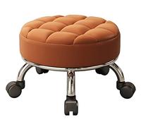 Sgabello a sella, sgabello piccolo, sgabello con seduta imbottita per montaggio di mobili, facile da rotolare, sgabello basso con ruote, sgabelli bassi in pelle per casa e garage, verde (Oranje