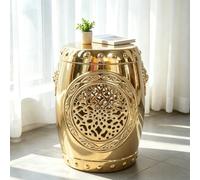 Sgabello a Tamburo In Ceramica, Sgabello da Giardino Versatile per Interno | Sgabello da Giardino In Ceramica, Sgabello a Tamburo Decorativo, Sedile e Tavolo Ausiliario(Gold)