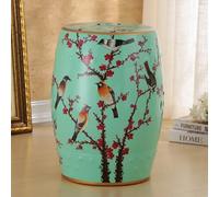 Sgabello a tamburo in ceramica stile cinese, altezza 45 cm, sgabelli orientali dipinti a mano, sgabello decorativo da giardino, utilizzabile come sgabello portavasi, decorazione da giardino D-Green