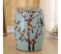 Sgabello a tamburo in ceramica stile cinese, altezza 45 cm, sgabelli orientali dipinti a mano, sgabello decorativo da giardino, utilizzabile come sgabello portavasi, decorazione da giar D-Grass Green