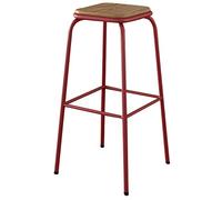 Sgabello, Alti, Altezza Bar, sgabelli la Colazione a Sedere in Legno con poggiapiedi, Sala banco da per Cucina (Rossa 1ps, 75 cm/30 Pollici)