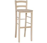 Sgabello alto da bar in legno grezzo da verniciare h 80 cm seduta in massello