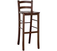 Sgabello alto da bar in legno h 80cm con seduta in massello noce scuro