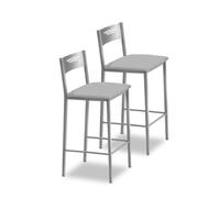 Sgabello alto da cucina, 60 cm, in Finta Pelle, colore: grigio
