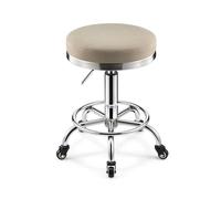 Sgabello Alto Ergonomico Posturale Altezza Regolabile 46-60 cm Sgabello con Ruote Parrucchiere Rotazione Libera di 360° Vari Colori Disponibili(Beige)