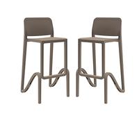 Sgabello Alto Impilabile per Interni ed Esterni in Polipropilene Giano Tortora Made in Italy per Casa Bar Ristorante