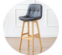 Sgabello alto in legno in legno a barre con schienale, sedile a doppio strato e poggiapiedi più larghi, sgabelli per reception per banco di ufficio (dimensioni: 71 cm, colore: grigio scuro) (grigio