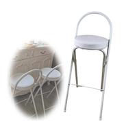 Sgabello Alto Pieghevole Portatile con Schienale, Sgabello da Bar Pieghevole Rotondo Imbottito In PU da 65/70/75 Cm con Capacità di 150 Kg per Adulti Cucina(70cm/28in)