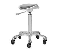 Sgabello argentato Fine Silver a sella e con ruote