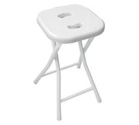 Gedy Sgabello bagno richiudibile, Misure e peso: 46,5X26X28 CM & 1,156 KG, Sgabello richiudibile in metallo e resine, Finitura bianca, Design R&S, 2 anni di garanzia