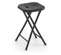 Gedy Sgabello bagno richiudibile, Misure e peso: 46,5X26X28 CM & 1,156 KG, Sgabello richiudibile in metallo e resine, Finitura nera, Design R&S, 2 anni di garanzia