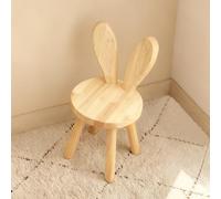 Sgabello Bambini in legno dai 3 anni in su, in legno massiccio, sedia bambini per cameretta dei bambini, 45 x 26 cm, con orecchie di coniglio, schienale per bambini, in legno, per mangiare, leggere