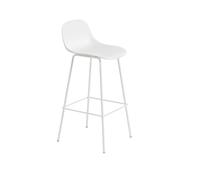 Sgabello Bar Fiber con Base in Tubo e Schienale Bianco H97,5 cm