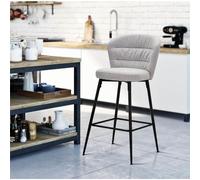 Sgabello Bar in metallo in tessuto imbottito anni 70 set 2 Sgabelli , LOSANNA dimensioni 52x59x h108 cm Seduta 78 cm - grigio grigio