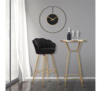 Sgabello bar in velluto imbottito nero con gambe in legno VIENNA NERO 55x53xh 110 cm - peso 7 kg set gambe Metallo dorato design petali di fiore nero