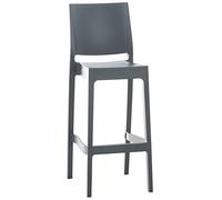 Sgabello Bar Maya Impilabile In Polipropilene I Sgabello Outdoor Con Schienale I Sedia Sgabello Alta In Plastica Alt. 75 CM, Colore:grigio scuro