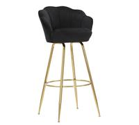 Sgabello Bar Vienna Nero 55x53x110 cm Spugna e Tessuto e Metallo Nero e Oro