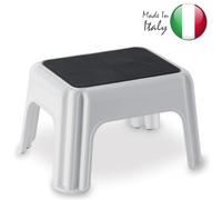 Sgabello Basso con Seduta Antiscivolo in Plastica Bianco Piccolo per Interni