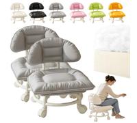 Sgabello basso con supporto posteriore, seduta imbottita e ruote silenziose, sedia ergonomica per casa officina e ufficio, sedia con schienale confortevole