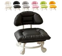 Sgabello basso con supporto posteriore, seduta imbottita e ruote silenziose, sedia ergonomica per casa officina e ufficio, sedia con schienale confortevole