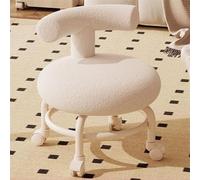 Sgabello basso rotante, sedia mobile girevole, comodo poggiapiedi imbottito, sedia da lettura imbottita in sherpa per soggiorno