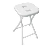 Gedy Sgabello bagno richiudibile, Misure e peso: 46,5X26X28 CM & 1,156 KG, Sgabello richiudibile in metallo e resine, Finitura bianca, Design R&S, 2 anni di garanzia