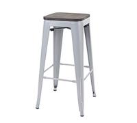 Sgabello bistrot Design Industriale HWC-A73 Legno Metallo Verniciato Grigio