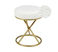Beliani Pouf occasionale imbottito in boucle moderno Glam Gambe dorate in metallo Bianco Sporco
