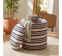 FineBuy Sgabello con contenitore in cotone 40cm Beige Tessuto Rotondo - Design Sgabello in tessuto Boho con coperchio rimovibile - Sgabello imbottito per toletta - Sgabello laterale per soggiorno Fatt