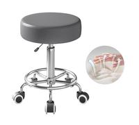 Sgabello con rotelle, capacità di carico 113,4 kg, sgabello in pelle PU, sedile imbottito ultra morbido, sgabello con ruote e poggiapiedi, girevole a 360°, sgabello per spa, salone di disegno, lavoro