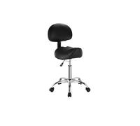 Sgabello con rotelle Sgabello da sella con ruote, capacità di carico 450 libbre, altezza regolabile, sedia girevole for salone, spa, clinica for tatuaggi(Black-With Back Support)