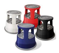 Sgabello con Ruote a Scomparsa - Scalino, Scaletta Design in Metallo con Base Antiscivolo in Gomma - capacità di carico 150 kg, in 4 Colori - Blu