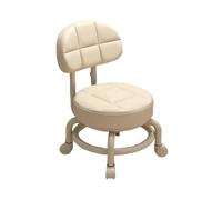 Sgabello con Ruote Cuscino e Schienale, Progettato for Essere Silenzioso, Facile da Spostare, Girevole Piccolo for Soggiorno Camera Letto(White)