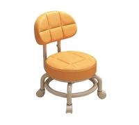 Sgabello con Ruote Cuscino e Schienale, Progettato for Essere Silenzioso, Facile da Spostare, Girevole Piccolo for Soggiorno Camera Letto(Orange)