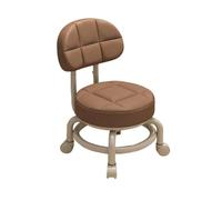Sgabello con Ruote Cuscino e Schienale, Progettato for Essere Silenzioso, Facile da Spostare, Girevole Piccolo for Soggiorno Camera Letto(Brown)