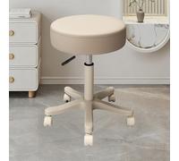 Sgabello con Ruote Regolabile 43-52 cm in Similpelle Seduta Imbottita Sedia Girevole Sgabelli per CASA Salotto Studio Estetista Massaggi Tatuaggi Tattoo Fisioterapia(Beige,13")