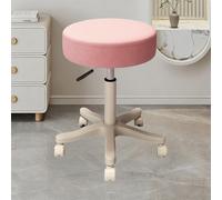 Sgabello con Ruote Regolabile 43-52 cm in Similpelle Seduta Imbottita Sedia Girevole Sgabelli per CASA Salotto Studio Estetista Massaggi Tatuaggi Tattoo Fisioterapia(Pink,13")