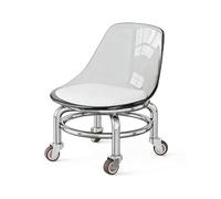 Sgabello con Ruote, Schienale, Caratterizzato da in Acrilico, in Gomma Silenziose a 360° e Pelle PU Impermeabile(Gray)