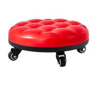 Sgabello con Ruote Sgabello Girevole Piccolo con Ruote Mobili Sgabello a Pellicola Multiuso a Pedicure Seduta Flessibile con Rotazione per Casa e Ufficio(Red)