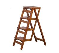 Sgabello con Scala a Pedale Pieghevole in Legno massello a 3 gradini, Scala Domestica Portatile con gradini Pieghevoli, Sgabello con Scala Pieghevole Multiuso con Pedale Largo (Quarto Ordine