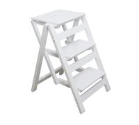 Sgabello con scaletta pieghevole in legno a 3 gradini, sgabello pieghevole leggero e portatile con pedale antiscivolo robusto e ampio, sgabello for adulti/scala a pioli, for la casa, l'ufficio, la cuc
