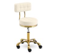 Physa - Sgabello con schienale regolabile, 51-66 cm, 150 kg, colore beige/oro