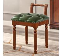 Sgabello con schienale basso con cuscino, gambe in legno massello, ideale per sala trucco, soggiorno, salone di bellezza, seduta elegante e confortevole per la decorazione della casa