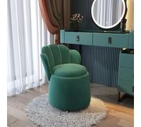 Sgabello con schienale e cuscino imbottito, design arrotolabile, per camera da letto e stanza dei trucchi, elegante seduta con mobilità e spazio per riporre oggetti