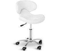 Physa Sgabello con Schienale Sedia per Salone Studi Medici TANDRIA WHITE (Bianco, 150 kg, Acciaio, Pelle sintetica, Gommapiuma, 45-59 cm, 47 x 44 cm)