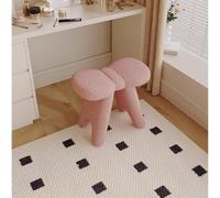 Sgabello creativo a farfalla, sgabello da toeletta imbottito, in legno massello, poggiapiedi per camera da letto e soggiorno, sedia da trucco, rivestimento in lana d'agnello, design elegante