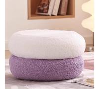 Sgabello creativo color crema, sgabello for cambiare le scarpe all'ingresso, piccolo sgabello rotondo, cuscino in pelle di agnello, adatto come seduta extra in camera da letto, veranda o ufficio(Blue)