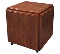 Sgabello cubo magico 5 in 1 in legno di pino con ruote girevoli, ottomana multifunzionale per soggiorno, colore castagno, design salvaspazio (38 x 38 x 40 cm)
