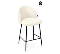 Samira Sgabello cucina imbottito Nicole – Tessuto bouclè, piede nero, Bianco (1 pz)